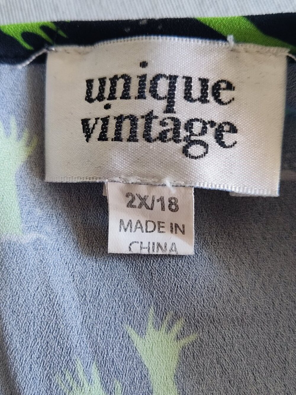 Unique Vintage Retro Zombie Slime Green Hands Tie Neck Swingy Midi Dress 2X/18 - Picture 10 of 12